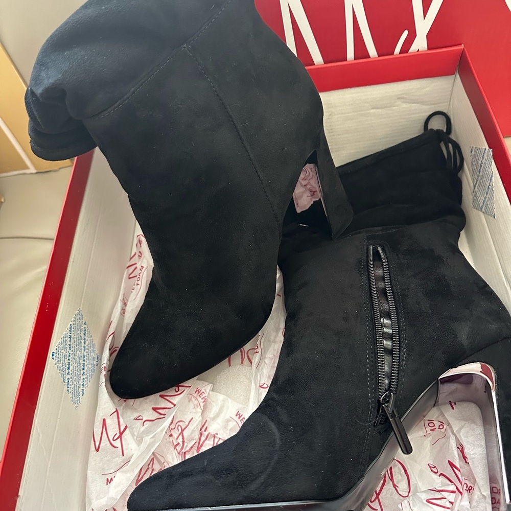 Impo Black Ankle Booties with Pointed Toe and Stiletto Heel